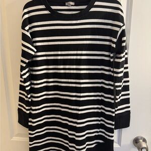 Talbots Black and White Striped Sweater